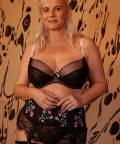 Deja Day Grace Black & Pink Plunge Bra Outlet