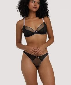Deja Day Grace Black & Pink Plunge Bra Outlet