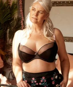 Deja Day Grace Black & Pink Plunge Bra Outlet