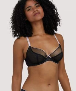 Deja Day Grace Black & Pink Plunge Bra Outlet