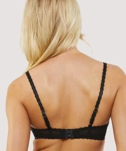 Deja Day Grace Black Supportive Plunge Net Bra