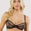 Deja Day Grace Black Supportive Plunge Net Bra