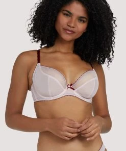 Deja Day Grace Dusty Pink And Wine Plunge Net Bra Outlet
