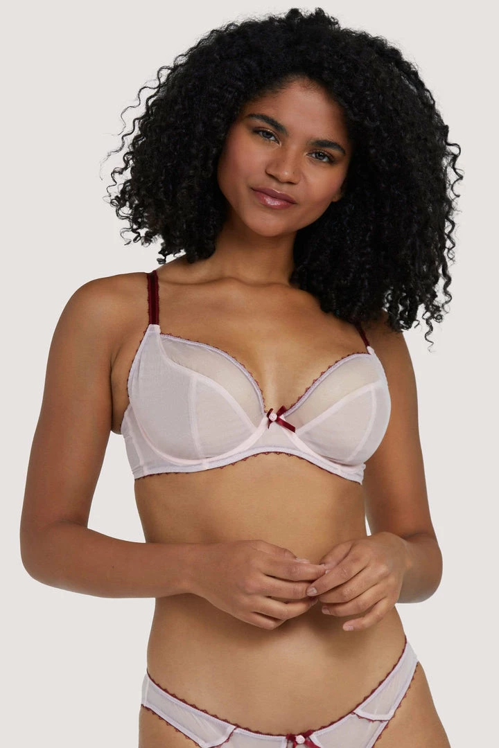 Deja Day Grace Dusty Pink And Wine Plunge Net Bra Outlet 3 Deja Day Grace Dusty Pink And Wine Plunge Net Bra Outlet