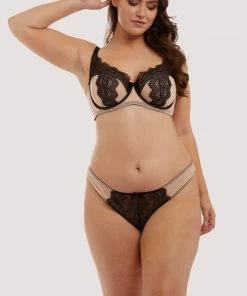 Deja Day Rosalyn Black And Blush Balcony Bra Balconette Bras