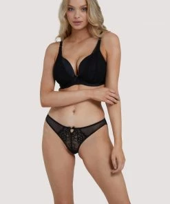 Deja Day Sophia Black Lace Plunge & Push Up Bra