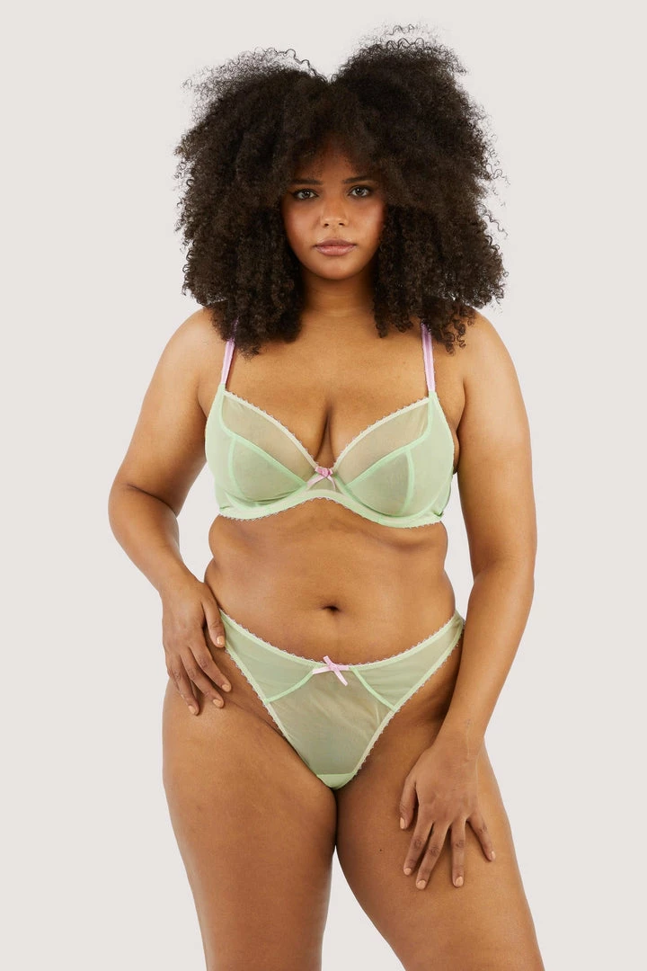 Deja Day Grace Green Supportive Plunge Mesh Bra 10 Deja Day Grace Green Supportive Plunge Mesh Bra