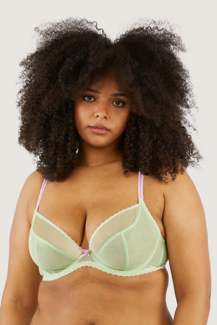 Deja Day Grace Green Supportive Plunge Mesh Bra 8 Deja Day Grace Green Supportive Plunge Mesh Bra