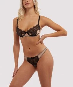 Deja Day Rosalyn Black And Blush Balcony Bra Balconette Bras