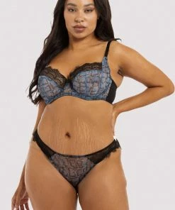 Deja Day Rosalyn Lilac Snake Lace Balcony Bra