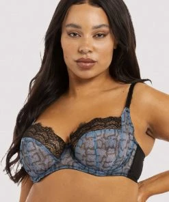 Deja Day Rosalyn Lilac Snake Lace Balcony Bra