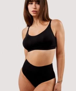 Deja Day Non Wired Bras Second Skin Black Recycled Crop Top Bra