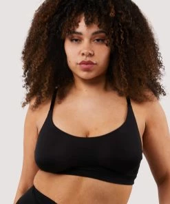 Deja Day Non Wired Bras Second Skin Black Recycled Crop Top Bra