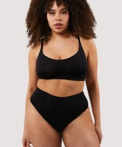 Deja Day Non Wired Bras Second Skin Black Recycled Crop Top Bra