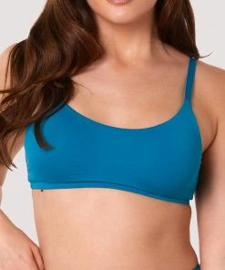 Deja Day Second Skin Teal Recycled Crop Top Bra Non Wired Bras