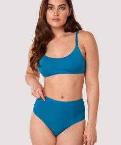 Deja Day Second Skin Teal Recycled Crop Top Bra Non Wired Bras