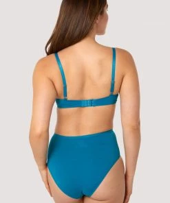 Deja Day Second Skin Teal Recycled Crop Top Bra Non Wired Bras