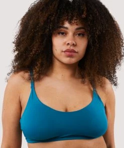 Deja Day Second Skin Teal Recycled Crop Top Bra Non Wired Bras