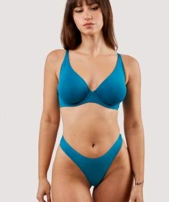 Deja Day Second Skin Teal Recycled Plunge Bra Plunge Bras