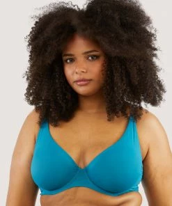 Deja Day Second Skin Teal Recycled Plunge Bra Plunge Bras