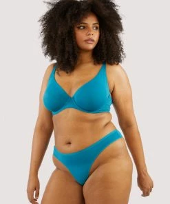 Deja Day Second Skin Teal Recycled Plunge Bra Plunge Bras