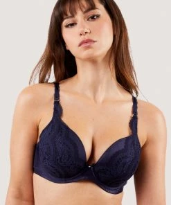 Deja Day Sophia Navy Plunge & Push Up Bra Bras