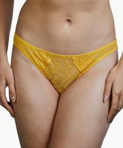 Deja Day Outlet Emma Mustard Yellow Brazilian Lace Brief