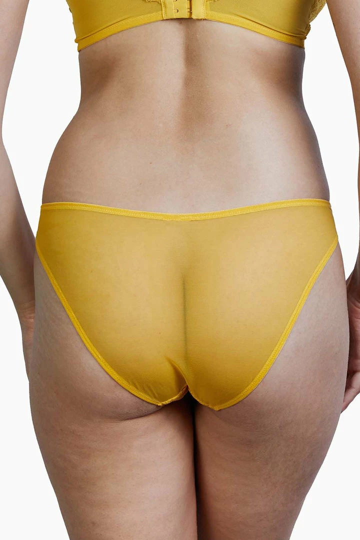 Deja Day Outlet Emma Mustard Yellow Brazilian Lace Brief 6 Deja Day Outlet Emma Mustard Yellow Brazilian Lace Brief