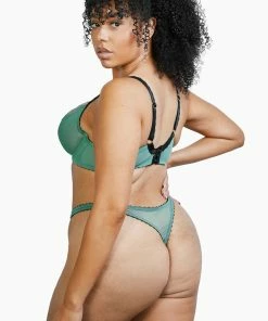 Deja Day Grace Green Moss And Black Thong Outlet