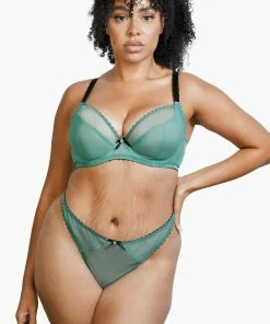 Deja Day Grace Green Moss And Black Thong Outlet