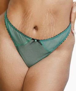 Deja Day Grace Green Moss And Black Thong Outlet