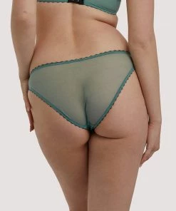 Deja Day Grace Mesh Net Green Moss And Black Brazilian Brief