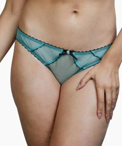Deja Day Grace Mesh Net Green Moss And Black Brazilian Brief