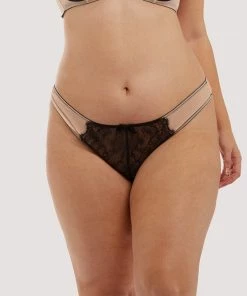 Deja Day Rosalyn Black And Blush Lace Thong