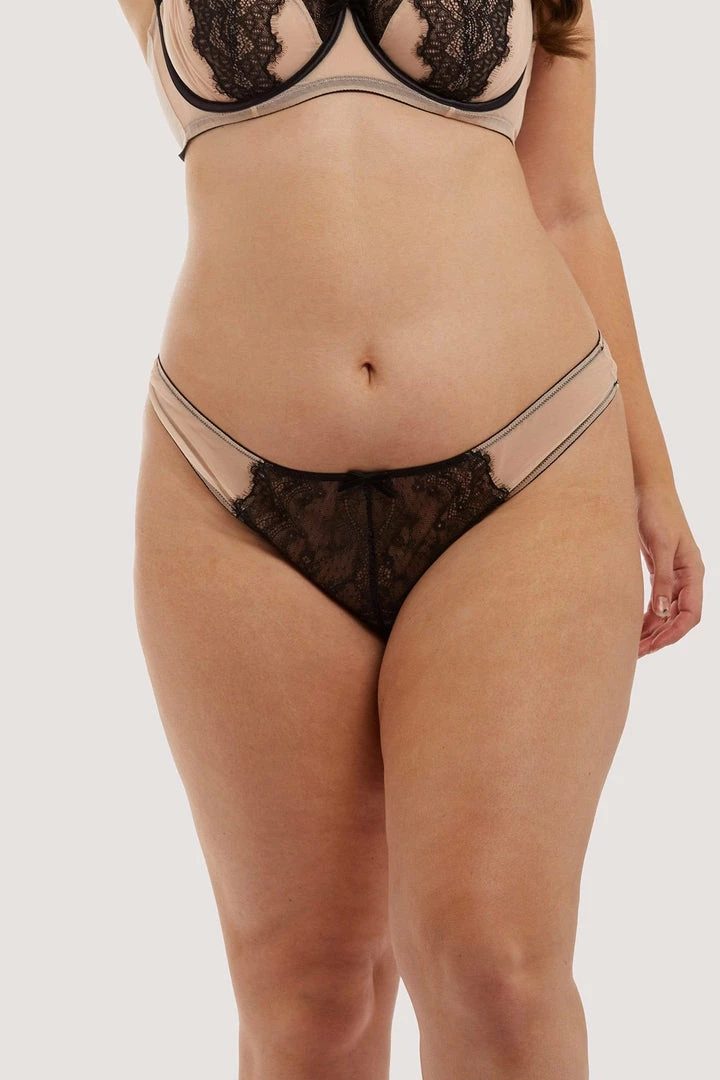 Deja Day Rosalyn Black And Blush Lace Thong 4 Deja Day Rosalyn Black And Blush Lace Thong
