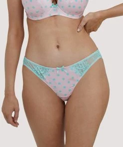 Deja Day Sophia Pink & Green Polka Brazilian Brief