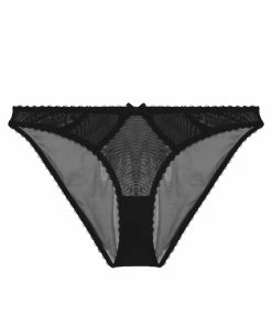Deja Day Knickers Grace Mesh Net Black Brazilian Brief