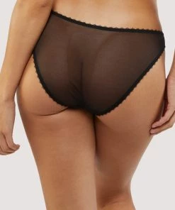 Deja Day Knickers Grace Mesh Net Black Brazilian Brief