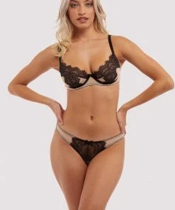 Deja Day Rosalyn Black And Blush Lace Thong 19 Deja Day Rosalyn Black And Blush Lace Thong