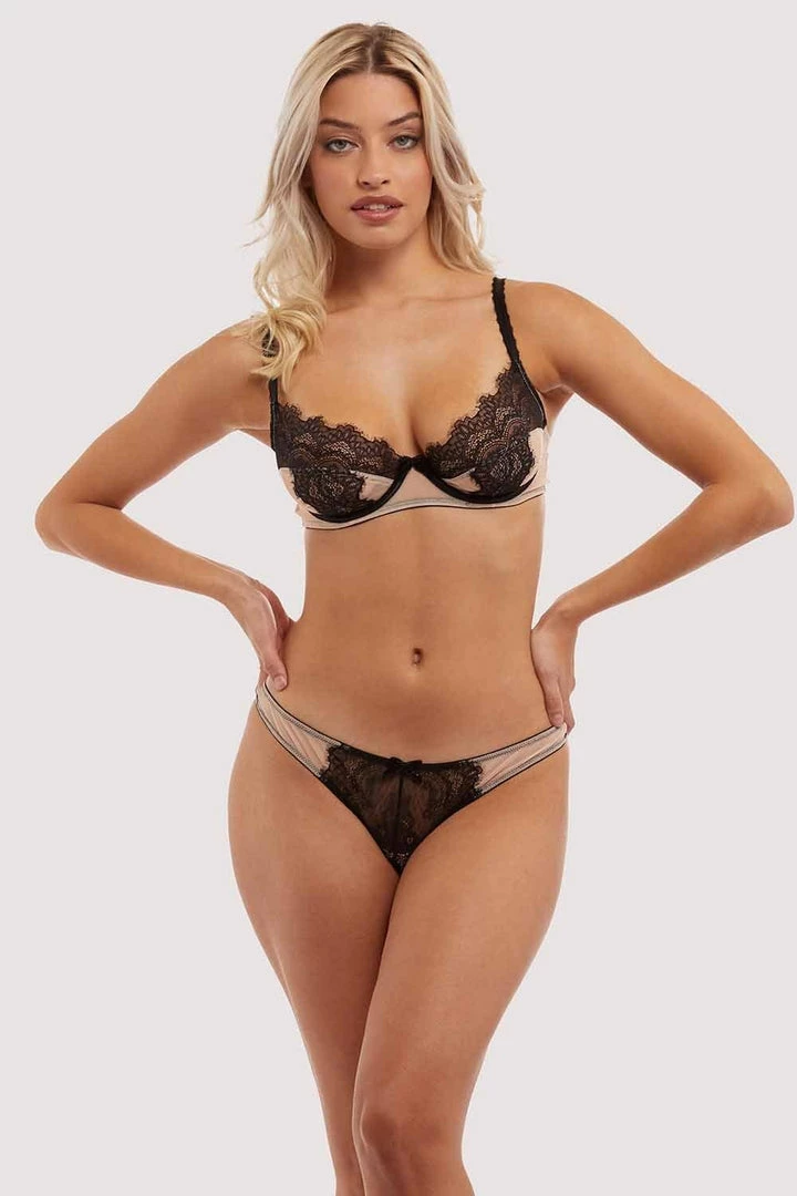 Deja Day Rosalyn Black And Blush Lace Thong 10 Deja Day Rosalyn Black And Blush Lace Thong