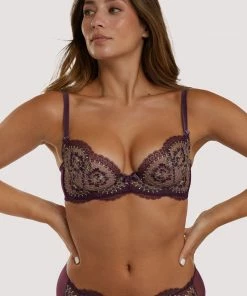 Dita Von Teese Lingerie Plunge Bras Evelina Aubergine Bra