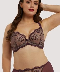 Dita Von Teese Lingerie Evelina Aubergine Curve Bra Outlet