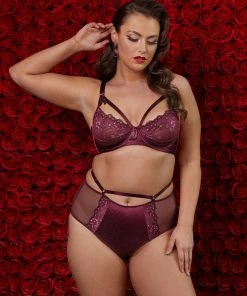 Dita Von Teese Lingerie Balconette Bras Madame X Dark Cherry Plunge Curve Bra