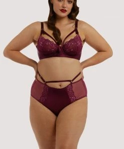 Dita Von Teese Lingerie Balconette Bras Madame X Dark Cherry Plunge Curve Bra