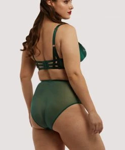 Dita Von Teese Lingerie Madame X Plunge Bottle Green Curve Bra Balconette Bras