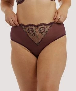 Dita Von Teese Lingerie Outlet Evelina Aubergine Curve Brief