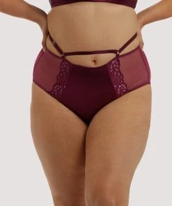 Dita Von Teese Lingerie Madame X Dark Cherry High Waist Curve Brief Retro Bras