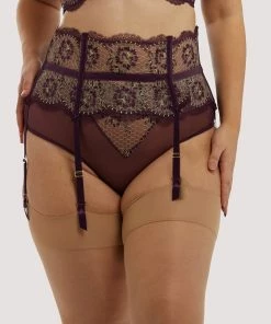 Dita Von Teese Lingerie Suspenders Evelina Aubergine Curve Suspender