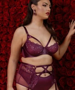 Dita Von Teese Lingerie Suspenders Madame X Dark Cherry High Waist Curve Suspender