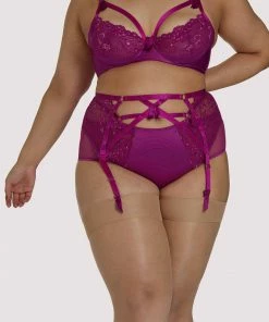 Dita Von Teese Lingerie Retro Bras Madame X Magenta Curve Suspender Belt